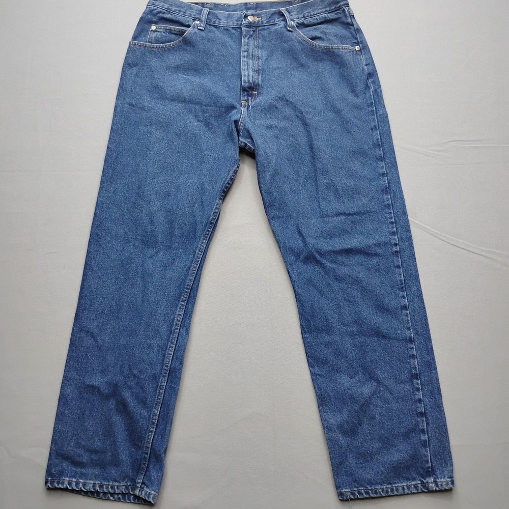 Wrangler Relaxed Fit Mens Blue Denim Jeans 38x32 Medium Wash 976T1DR Cotton